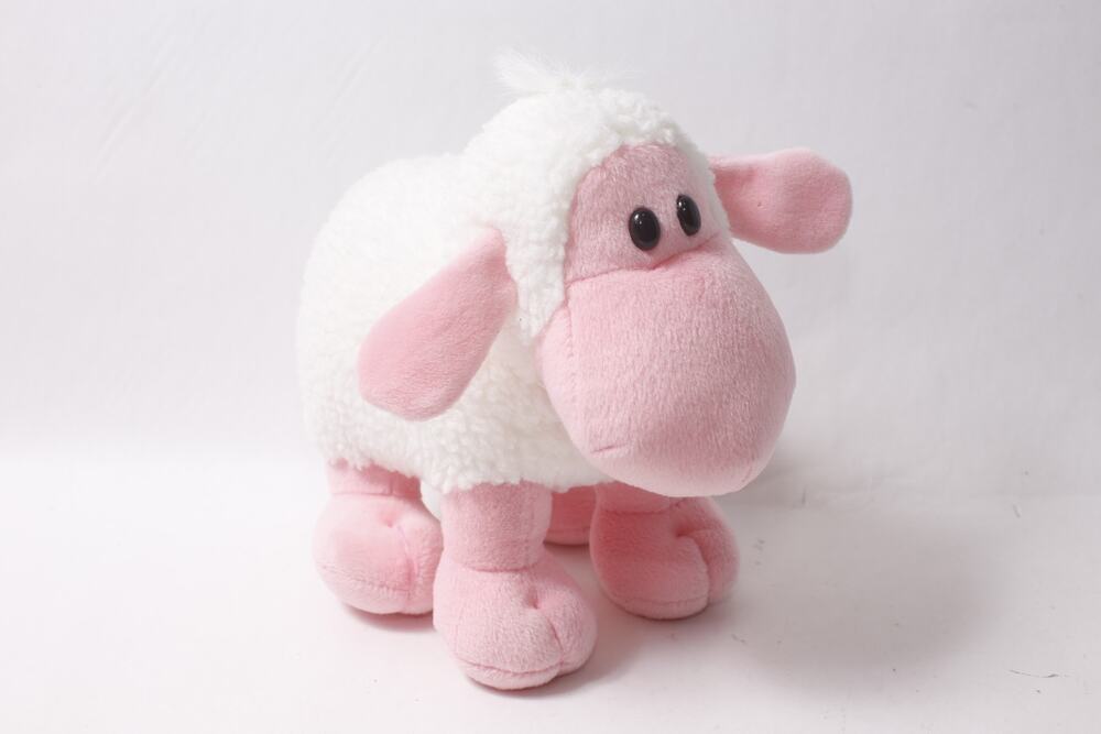 Chrisha Cute White and Pink Plush Lamb by Playful Plush ~ 260907-WH 1139